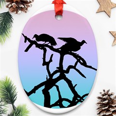 Birds Bird Vultures Tree Branches Oval Ornament (two Sides) by Semog4