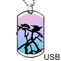 Birds Bird Vultures Tree Branches Dog Tag Usb Flash (one Side) by Semog4