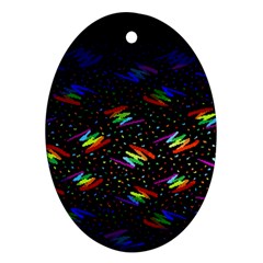 Rainbows Pixel Pattern Ornament (oval)