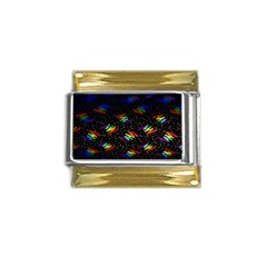 Rainbows Pixel Pattern Gold Trim Italian Charm (9mm) by Semog4