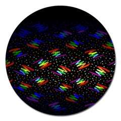 Rainbows Pixel Pattern Magnet 5  (round)