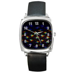 Rainbows Pixel Pattern Square Metal Watch by Semog4