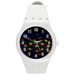 Rainbows Pixel Pattern Round Plastic Sport Watch (m) by Semog4