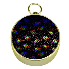 Rainbows Pixel Pattern Gold Compasses by Semog4