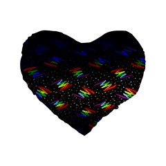 Rainbows Pixel Pattern Standard 16  Premium Flano Heart Shape Cushions by Semog4