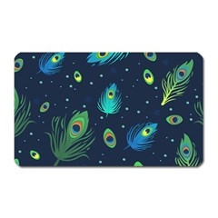 Blue Background Pattern Feather Peacock Magnet (rectangular) by Semog4