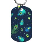 Blue Background Pattern Feather Peacock Dog Tag (One Side) Front