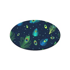 Blue Background Pattern Feather Peacock Sticker Oval (10 Pack) by Semog4