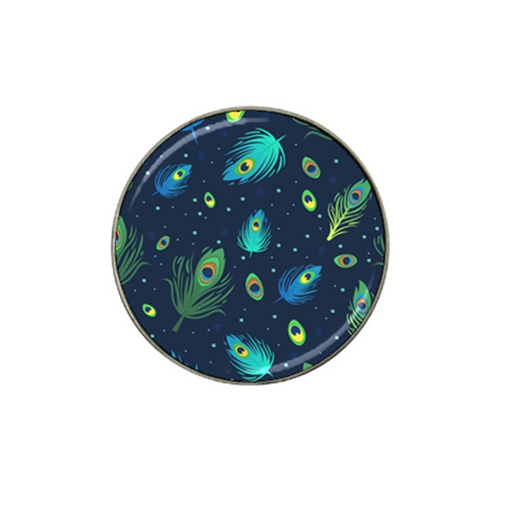 Blue Background Pattern Feather Peacock Hat Clip Ball Marker