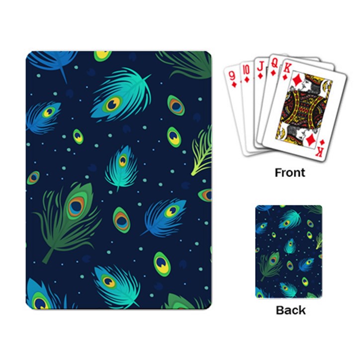 Blue Background Pattern Feather Peacock Playing Cards Single Design (Rectangle)