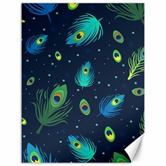 Blue Background Pattern Feather Peacock Canvas 12  X 16  by Semog4