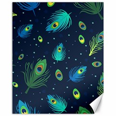 Blue Background Pattern Feather Peacock Canvas 16  X 20  by Semog4