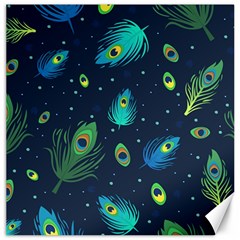 Blue Background Pattern Feather Peacock Canvas 20  X 20  by Semog4