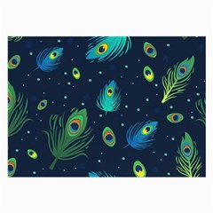 Blue Background Pattern Feather Peacock Large Glasses Cloth (2 Sides) by Semog4