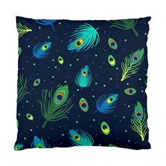 Blue Background Pattern Feather Peacock Standard Cushion Case (one Side) by Semog4