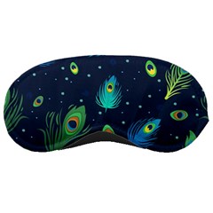 Blue Background Pattern Feather Peacock Sleeping Mask by Semog4