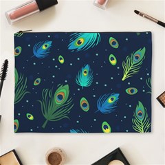 Blue Background Pattern Feather Peacock Cosmetic Bag (xl) by Semog4