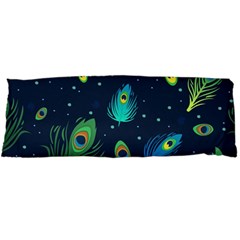 Blue Background Pattern Feather Peacock Body Pillow Case Dakimakura (two Sides) by Semog4