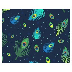 Blue Background Pattern Feather Peacock Premium Plush Fleece Blanket (medium) by Semog4