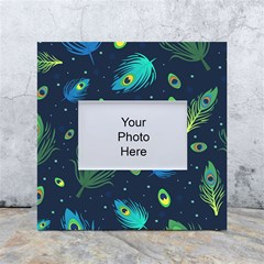 Blue Background Pattern Feather Peacock White Box Photo Frame 4  X 6  by Semog4