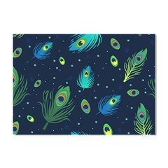 Blue Background Pattern Feather Peacock Crystal Sticker (a4) by Semog4