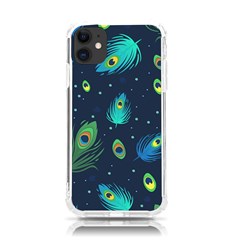 Blue Background Pattern Feather Peacock Iphone 11 Tpu Uv Print Case by Semog4