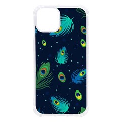 Blue Background Pattern Feather Peacock Iphone 13 Tpu Uv Print Case