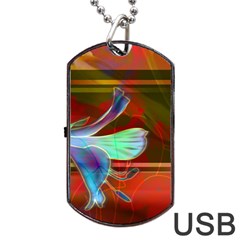 Abstract Fractal Design Digital Wallpaper Graphic Backdrop Dog Tag Usb Flash (one Side) by Semog4