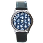 Bear Pattern Patterns Planet Animals Round Metal Watch Front