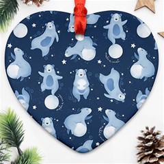 Bear Pattern Patterns Planet Animals Ornament (Heart)