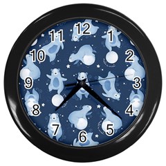 Bear Pattern Patterns Planet Animals Wall Clock (black) by Semog4