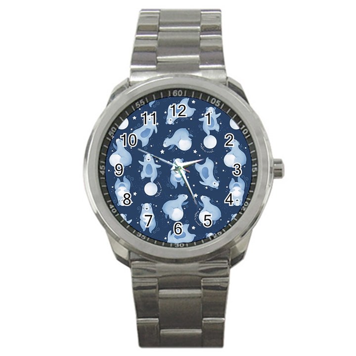 Bear Pattern Patterns Planet Animals Sport Metal Watch