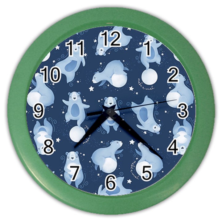 Bear Pattern Patterns Planet Animals Color Wall Clock