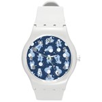 Bear Pattern Patterns Planet Animals Round Plastic Sport Watch (M) Front