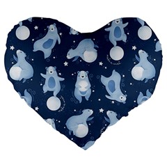 Bear Pattern Patterns Planet Animals Large 19  Premium Heart Shape Cushions by Semog4