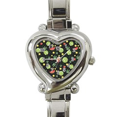 Watermelon Berries Patterns Pattern Heart Italian Charm Watch by Semog4