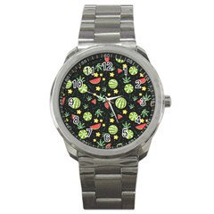 Watermelon Berries Patterns Pattern Sport Metal Watch by Semog4