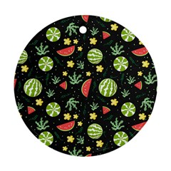 Watermelon Berries Patterns Pattern Round Ornament (two Sides) by Semog4