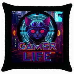 Gamer Life Throw Pillow Case (black) by minxprints