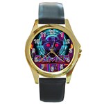 Gamer Life Round Gold Metal Watch Front