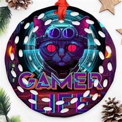 Gamer Life Ornament (round Filigree) by minxprints