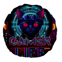 Gamer Life Large 18  Premium Round Cushions by minxprints