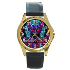 Gamer Life Round Gold Metal Watch by minxprints