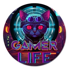 Gamer Life Magnet 5  (round) by minxprints