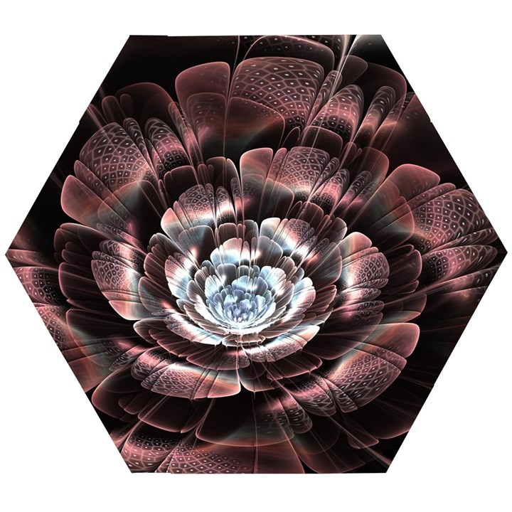 Flower Fractal Art Cool Petal Abstract Wooden Puzzle Hexagon