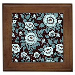 Vintage Floral Pattern Blue Damask Pattern Blue Vintage Framed Tile by Semog4