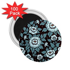 Vintage Floral Pattern Blue Damask Pattern Blue Vintage 2 25  Magnets (100 Pack)  by Semog4