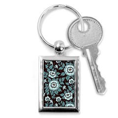 Vintage Floral Pattern Blue Damask Pattern Blue Vintage Key Chain (rectangle) by Semog4