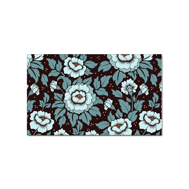 Vintage Floral Pattern Blue Damask Pattern Blue Vintage Sticker (Rectangular)