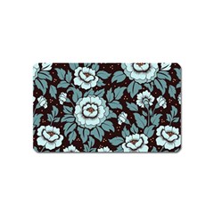 Vintage Floral Pattern Blue Damask Pattern Blue Vintage Magnet (name Card) by Semog4